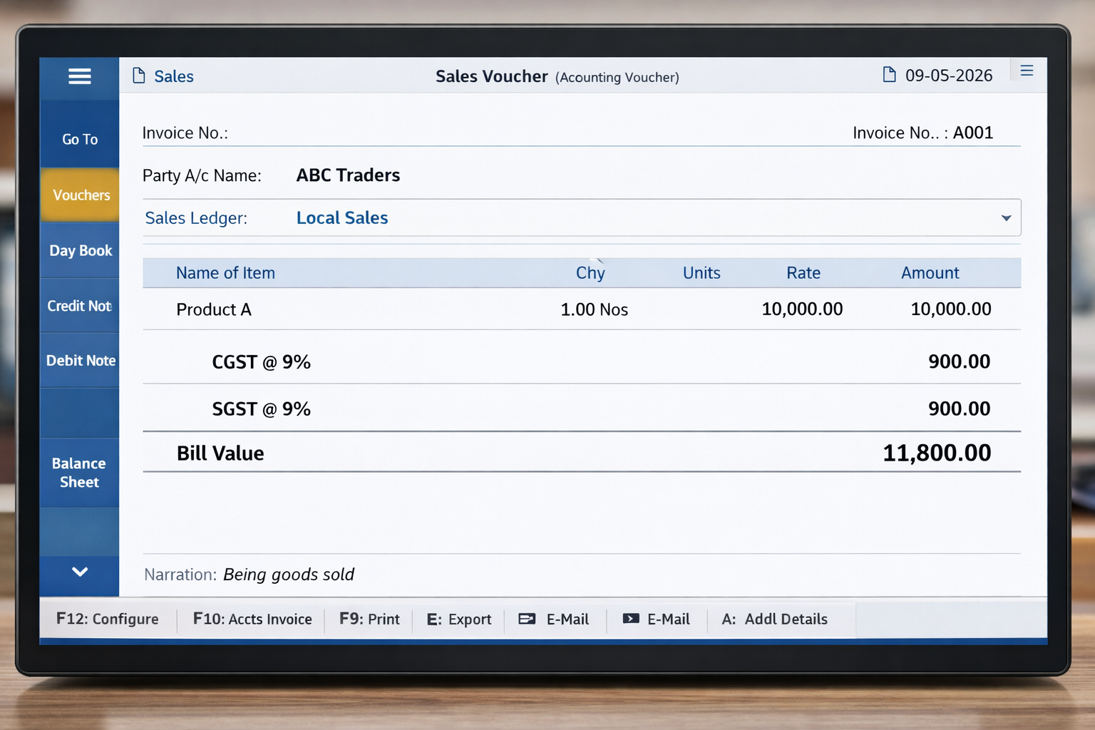 automatic-gst-calculation-in-tally-prime-sales-voucher-example