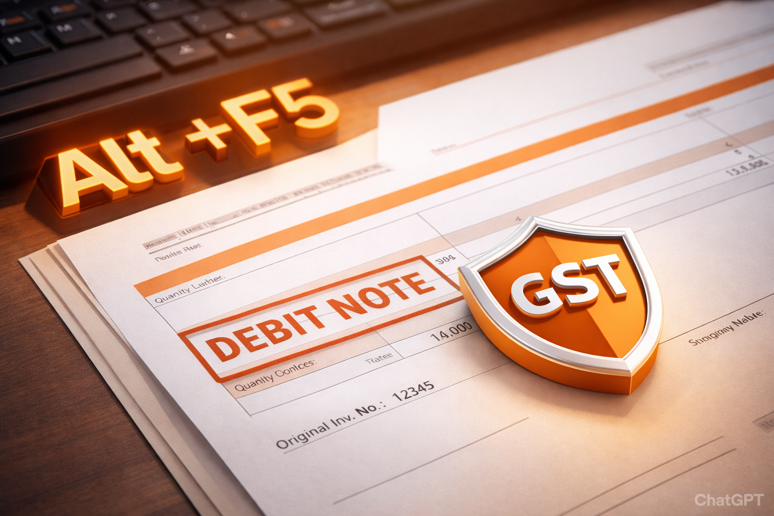 Debit Note Alt F5 shortcut key with GST compliance shield for purchase returns