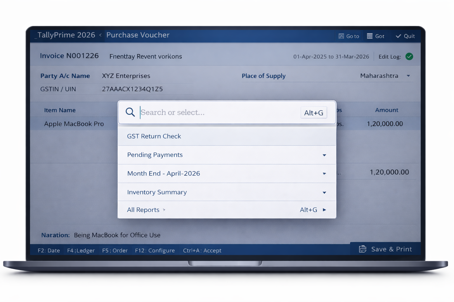 TallyPrime Alt+G Multi-tasking Search Hub 2026