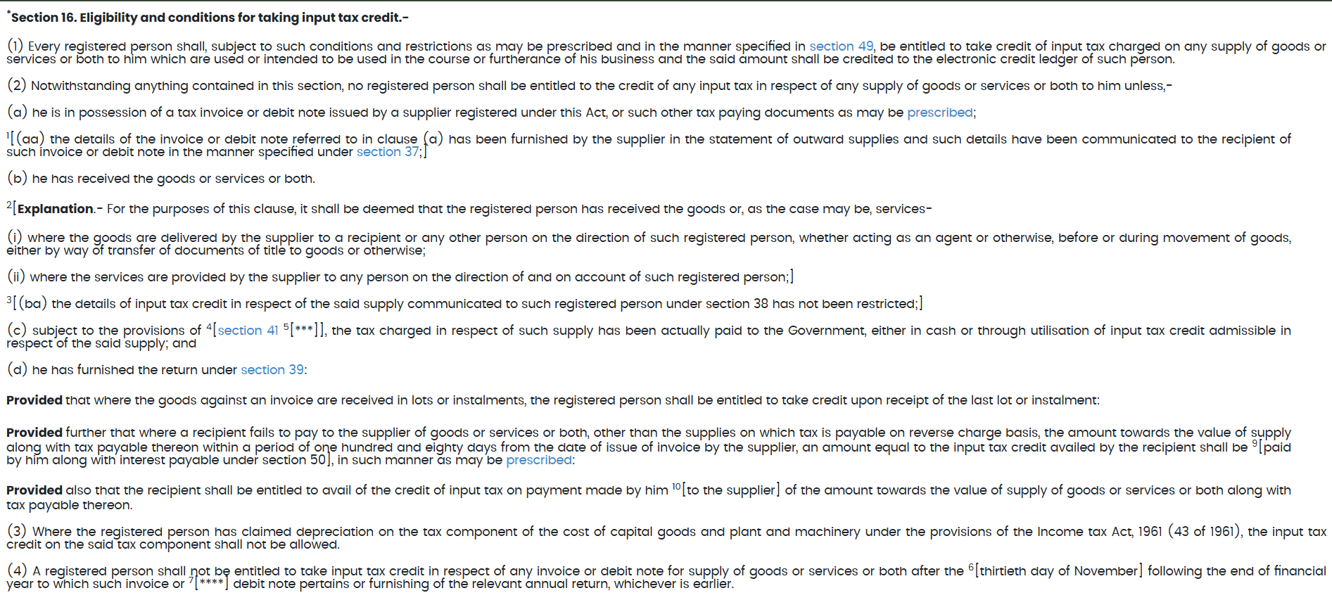 Detailed checklist of Section 16(2) CGST Act for ITC eligibility 2026.