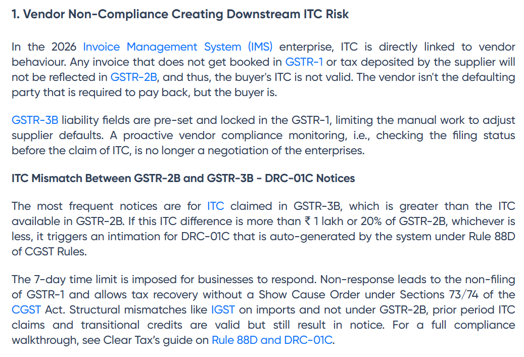 Rule 88D GST DRC-01C mismatch triggers